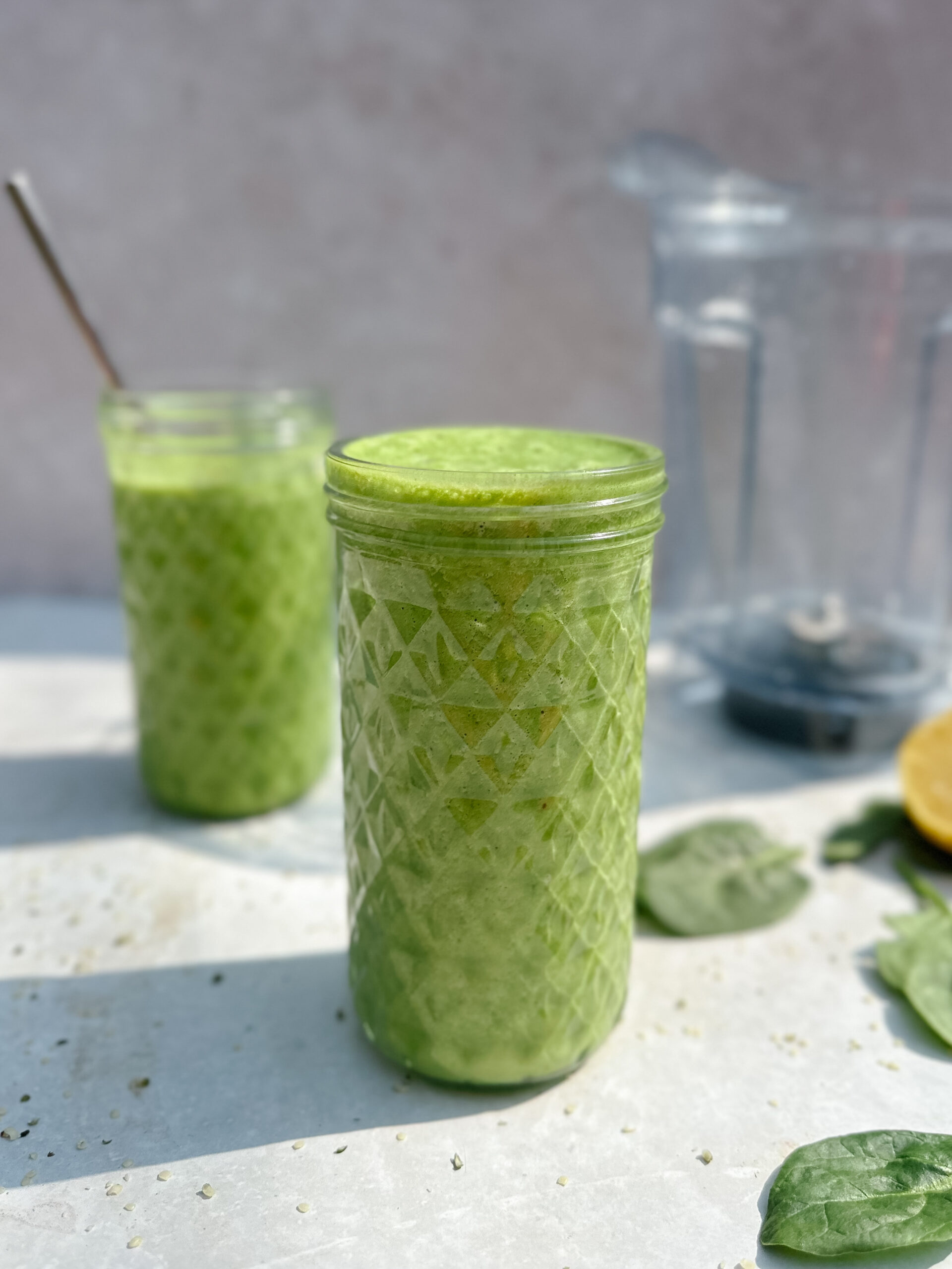 Smoothie in mason jar with straw