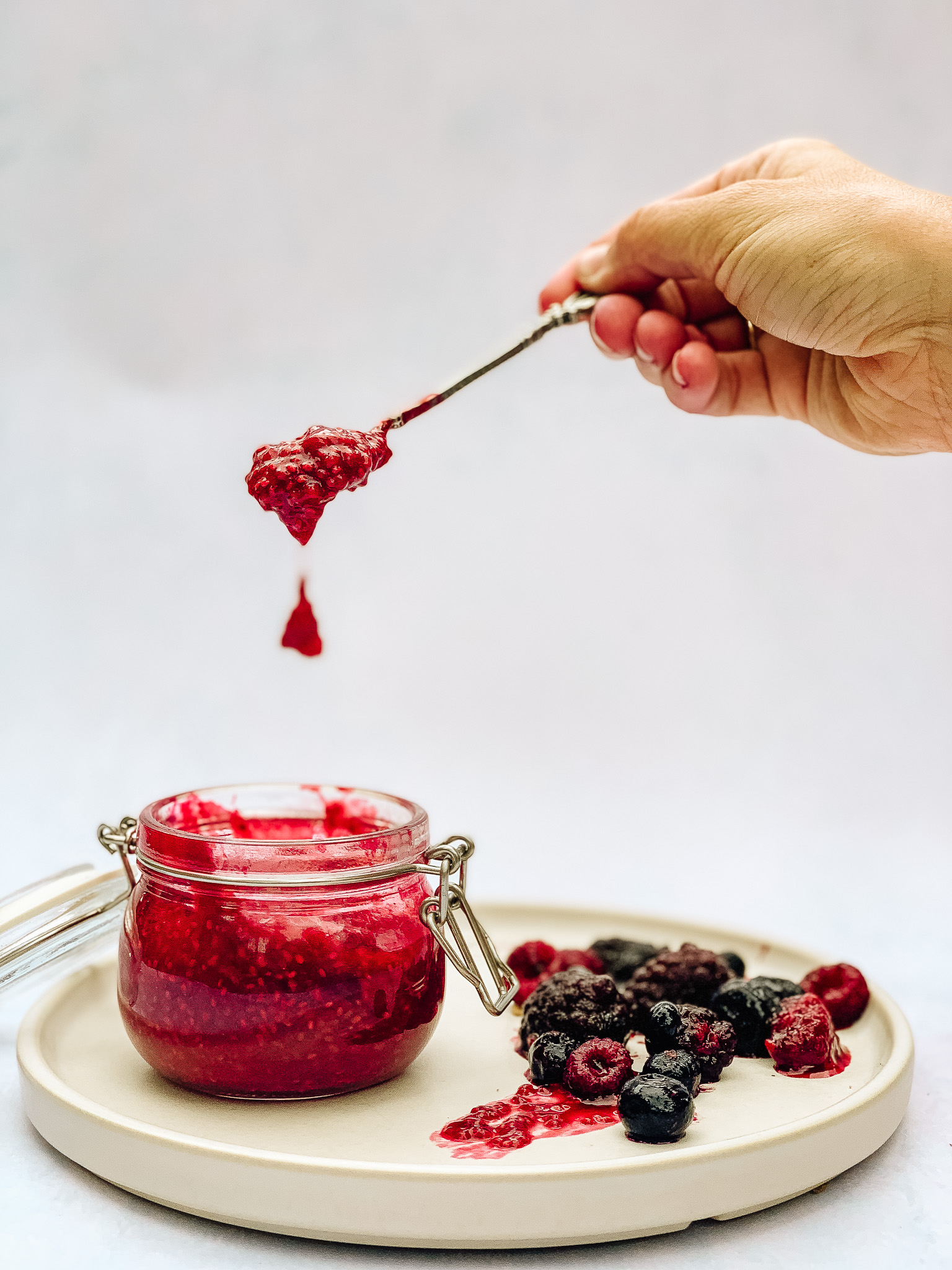 Vegan Raspberry Jam in a jar