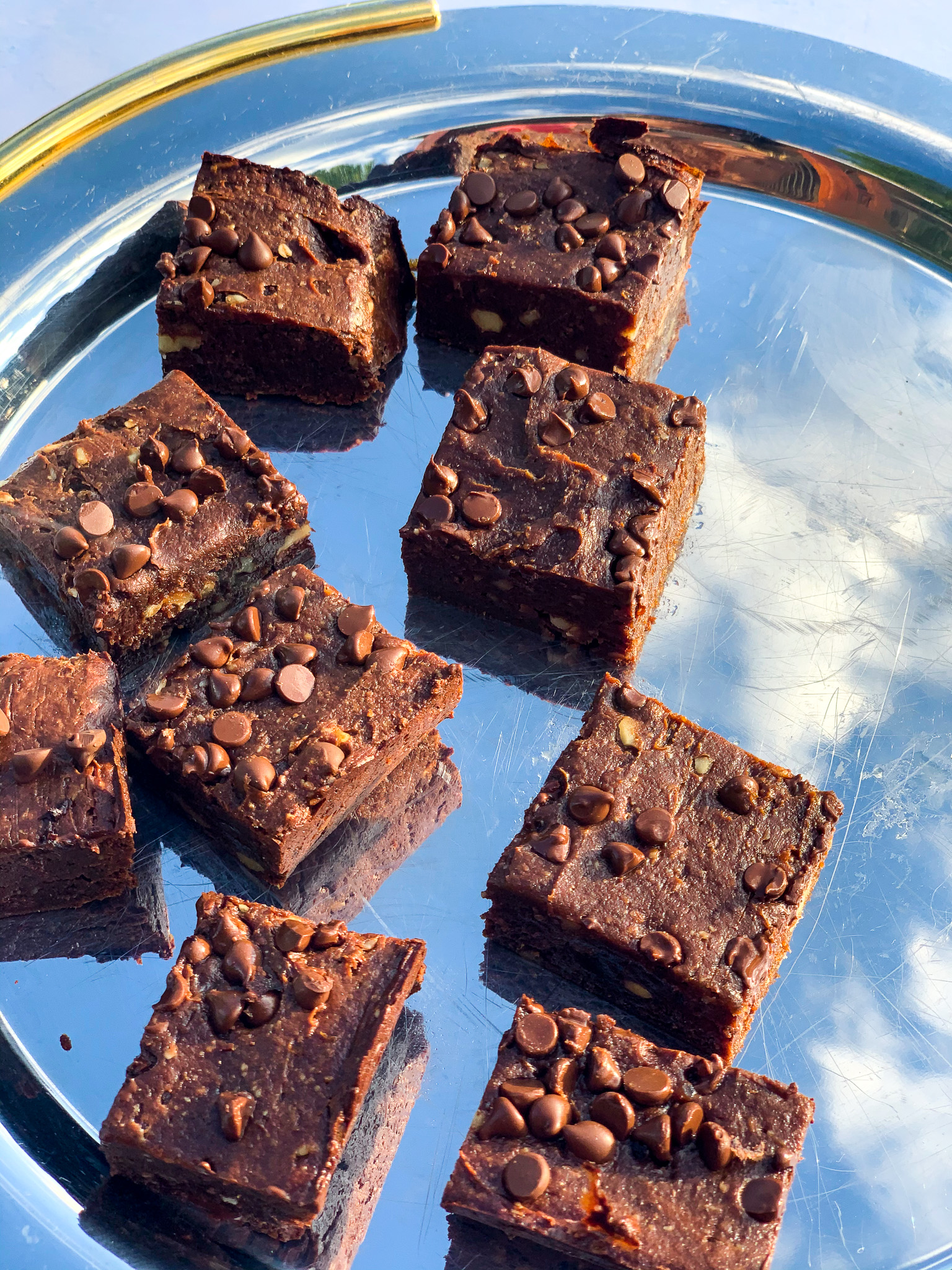 Gluten free, dairy free brownies on a plate