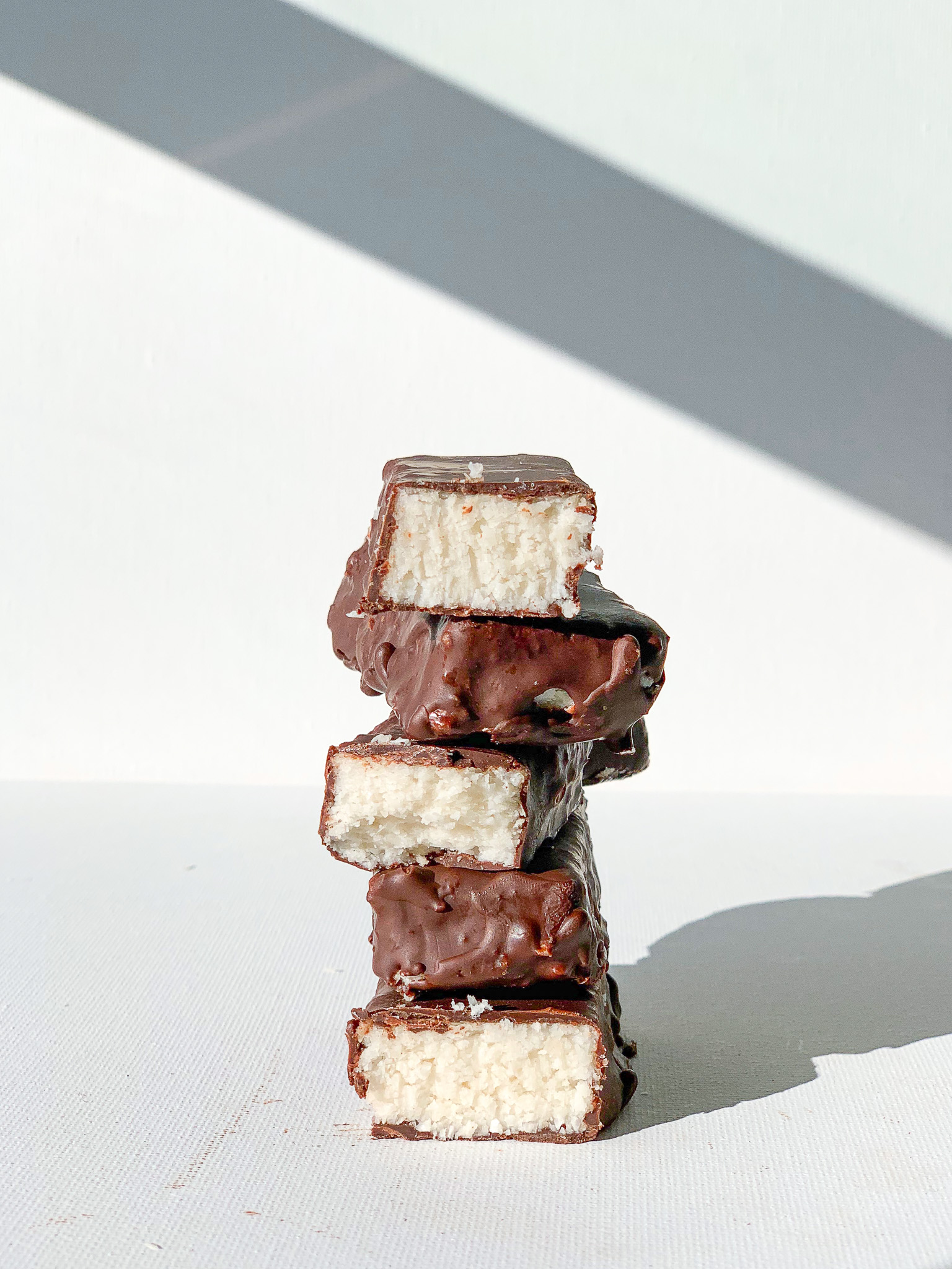 Stack of coconut chocolate bars